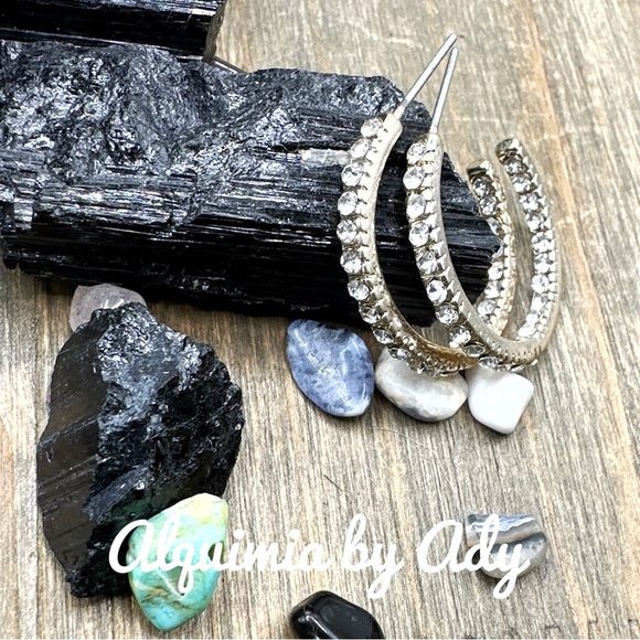 Luxury gold diamond pave style zirconia statement small hoops earrings/ - Picture 1 of 5